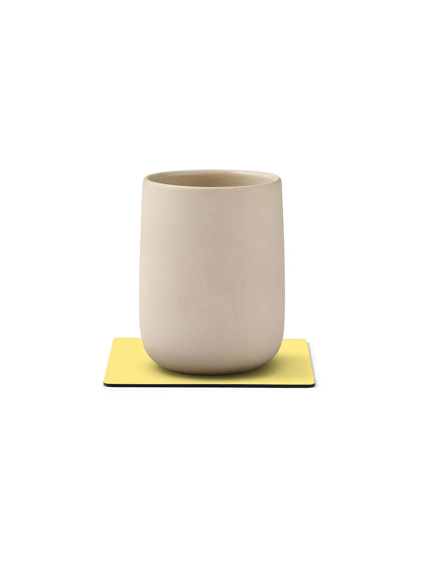 LIND DNA | Leder-Untersetzer eckig 10x10cm Light Blue | gelb